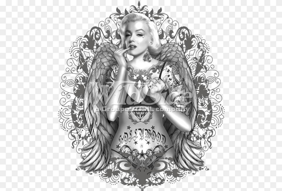Marilyn Monroe Marilyn Monroe With Tattoos, Angel, Adult, Female, Person Free Png