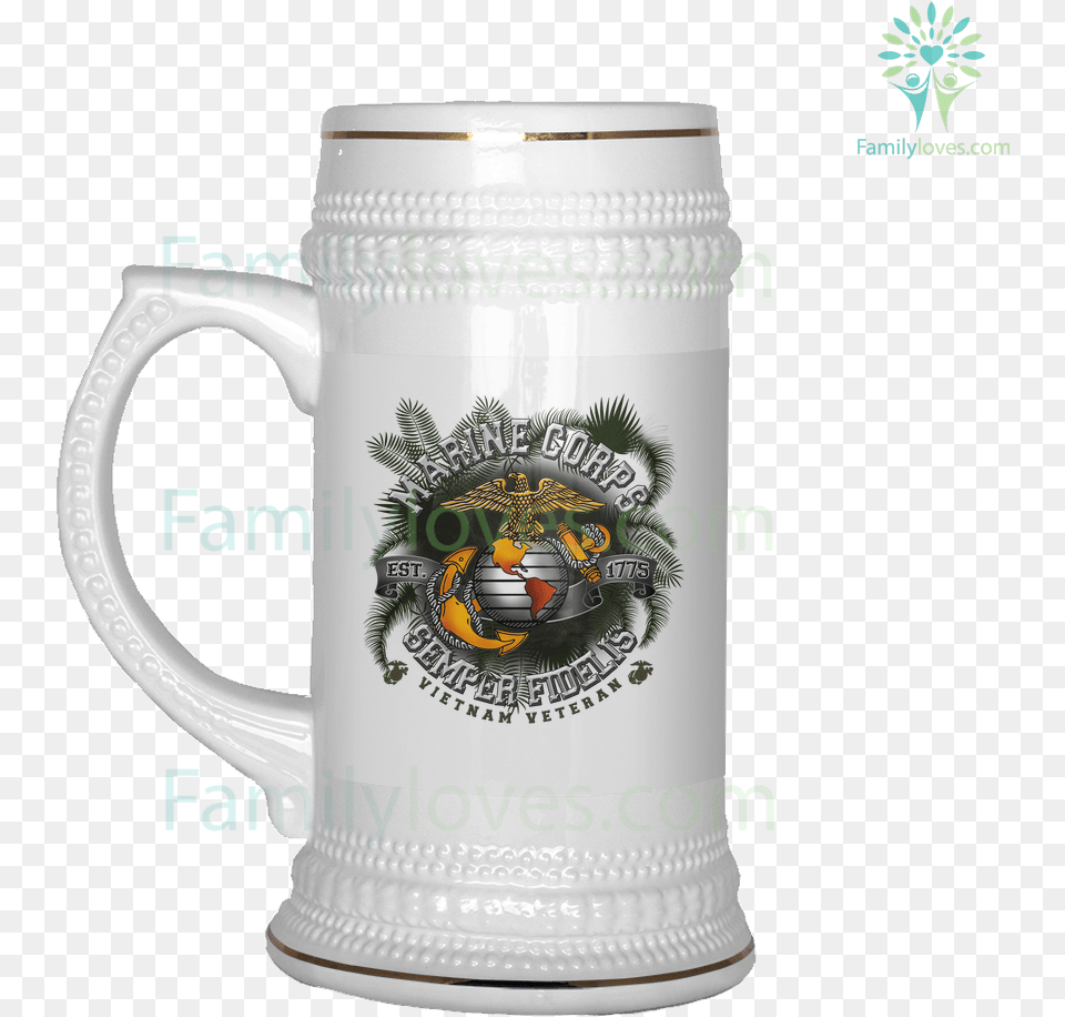 Marine Corp Est 1775 Semper Fidelis Vietnam Veteran Funny Dad Beer Mug, Cup, Stein Png Image