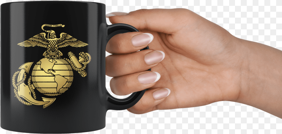 Marine Corps Eagle Globe And Anchor Mug Drinkware Flag Of The United States Marine Corps, Person, Hand, Finger, Body Part Free Png