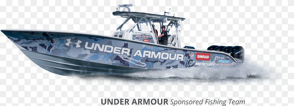 Marine Graphics Pioneers Under Armour Boat Wrap, Transportation, Vehicle, Person, Boating Png