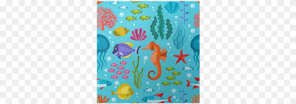 Marine Life Seamless Pattern With Sea Animals Colorful Sea Life And Animals Cute Shower Curtain, Animal, Fish, Sea Life, Art Free Png Download