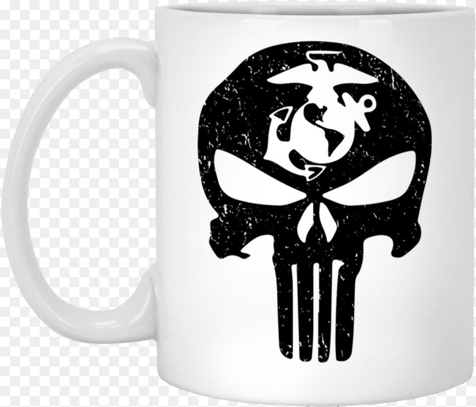 Marine Punisher Skull Usmc Mugs Xp8434 11 Oz Punisher Skull Marines, Cup, Stencil, Person, Beverage Free Transparent Png