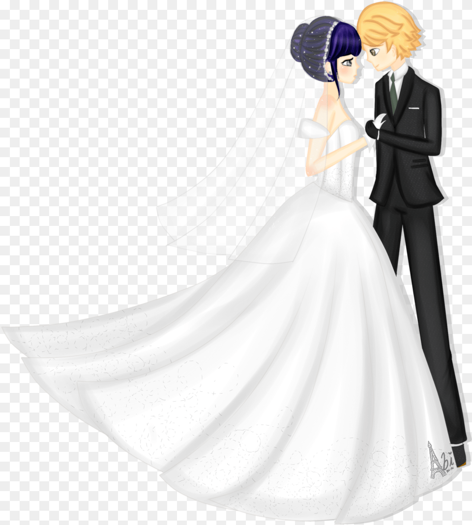 Marinette And Adrien Miraculous Ladybug 1024 Adrien And Marinette Wedding, Dress, Gown, Clothing, Formal Wear Free Transparent Png