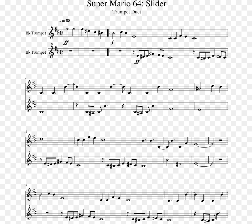 Mario 64 Trumpet Sheet Music, Gray Free Png Download