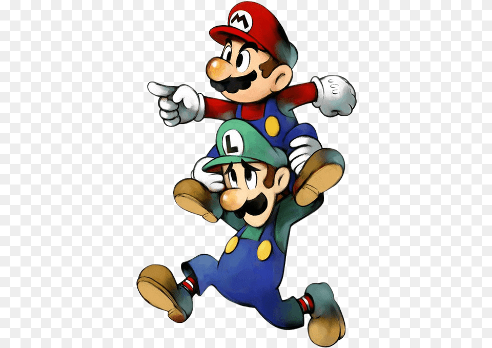 Mario And Luigi Mario And Luigi Piggy Back, Game, Super Mario, Baby, Person Free Transparent Png