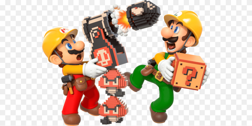 Mario And Luigi With Goombas And Bullet Bills Being Super Mario Maker 2, Baby, Person, Game, Super Mario Png