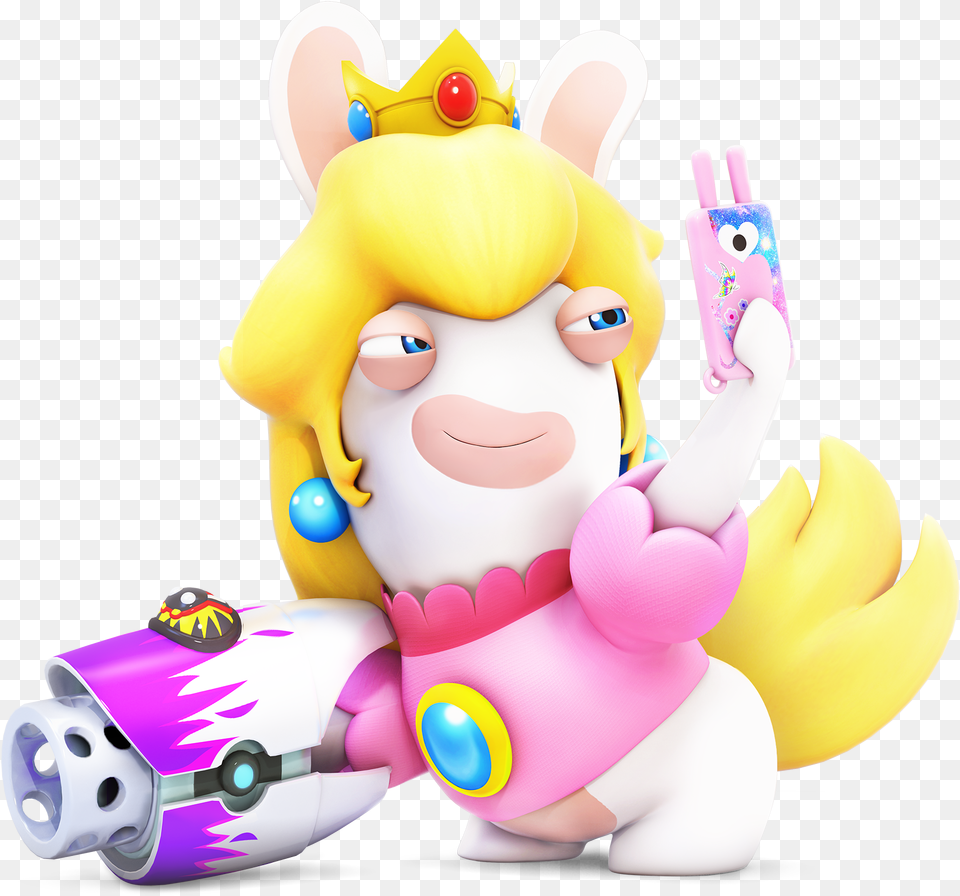 Mario And Rabbids Kingdom Battle Rabbid Peach, Face, Head, Person, Toy Free Png