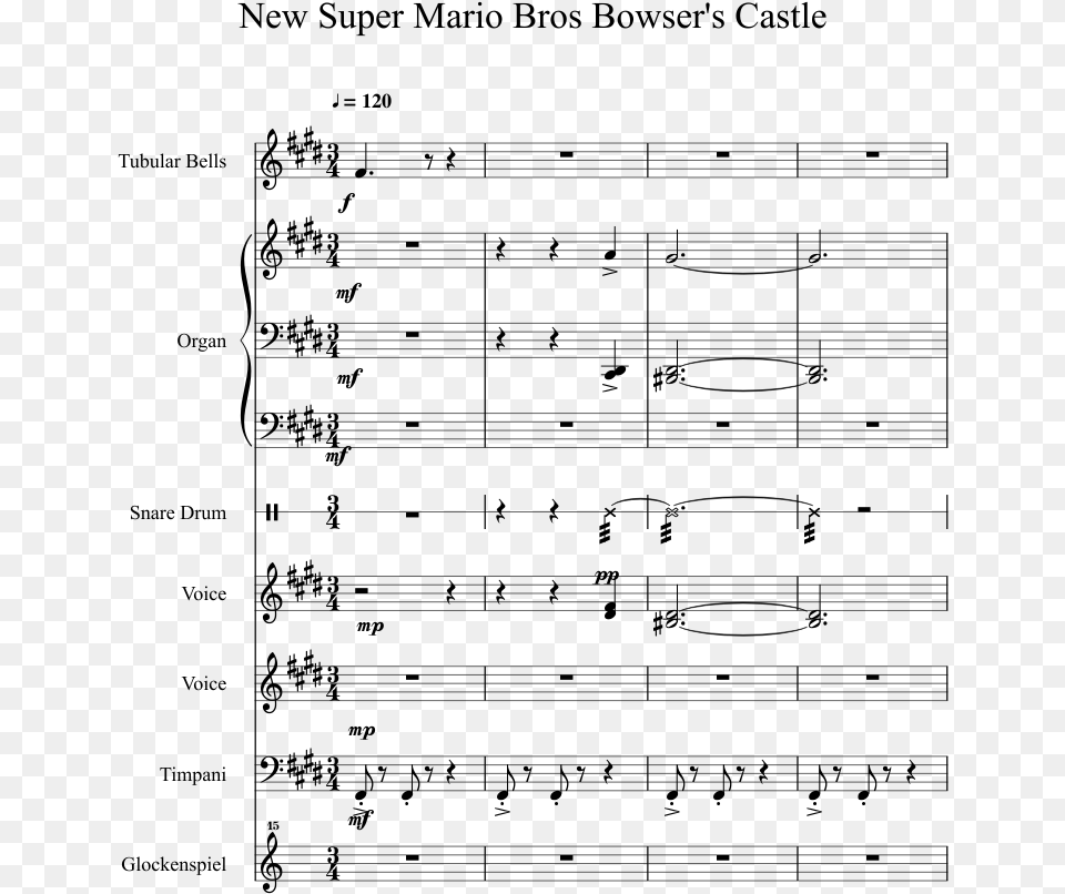 Mario Bros 2 Bowser Partitura Violin, Gray Png Image