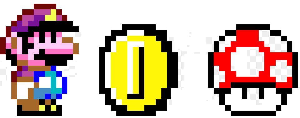 Mario Coin And Mushie Pixel Art Free Png
