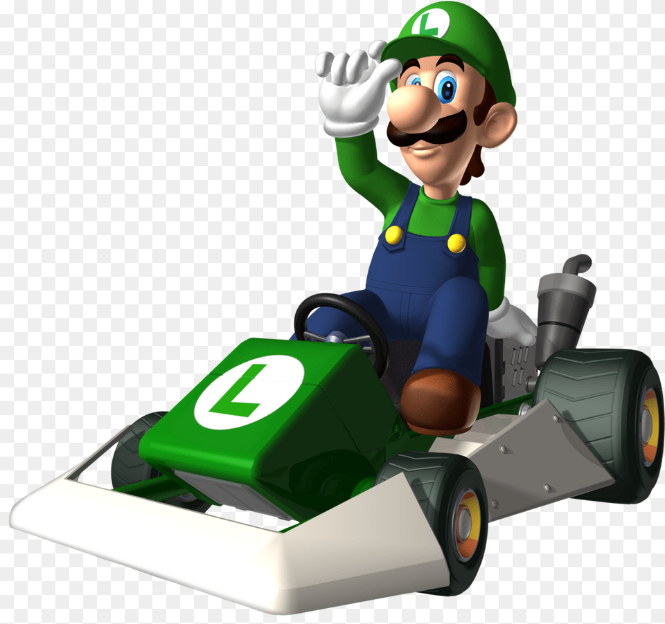 Mario Kart Ds Luigi Transparent Cartoons, Vehicle, Transportation, Grass, Plant Free Png