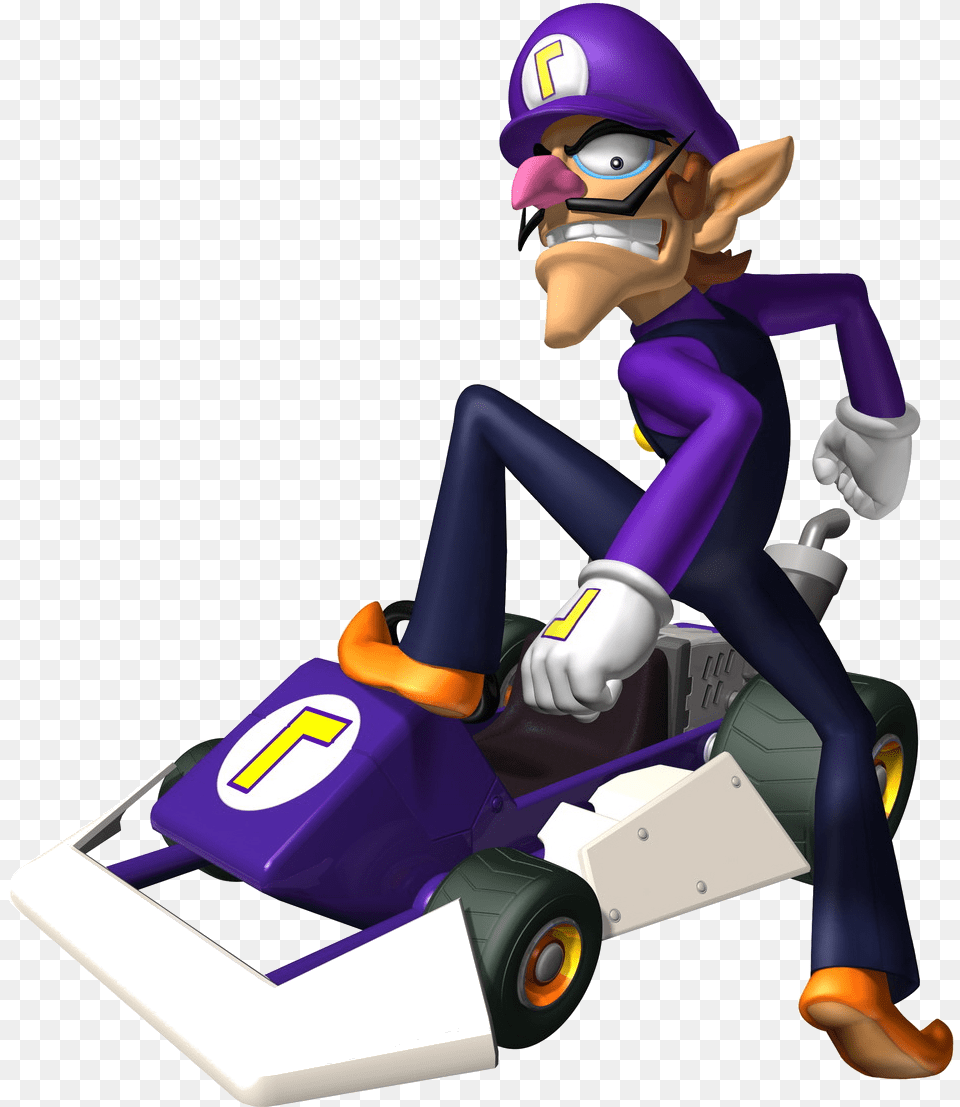 Mario Kart Ds Mario Kart Characters Waluigi, Vehicle, Transportation, Wheel, Machine Png