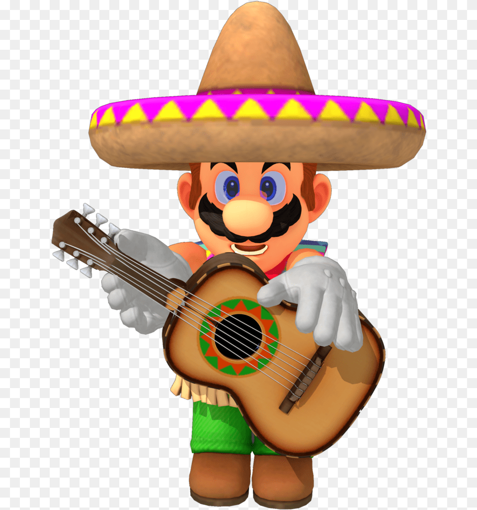 Mario Mexican Mexican Mario Bros, Clothing, Guitar, Hat, Musical Instrument Free Png Download