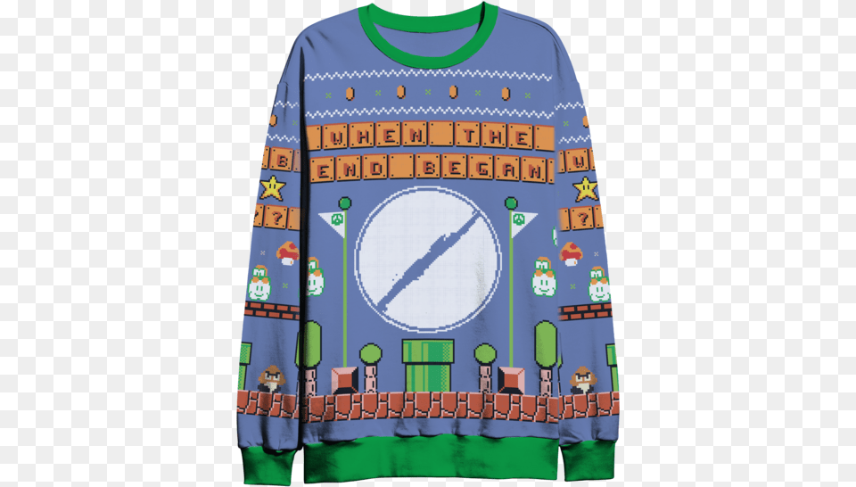 Mario Planet Holiday Sweater, Clothing, Long Sleeve, Sleeve, Shirt Free Png Download
