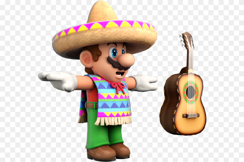 Mario Poncho, Clothing, Hat, Guitar, Musical Instrument Free Png