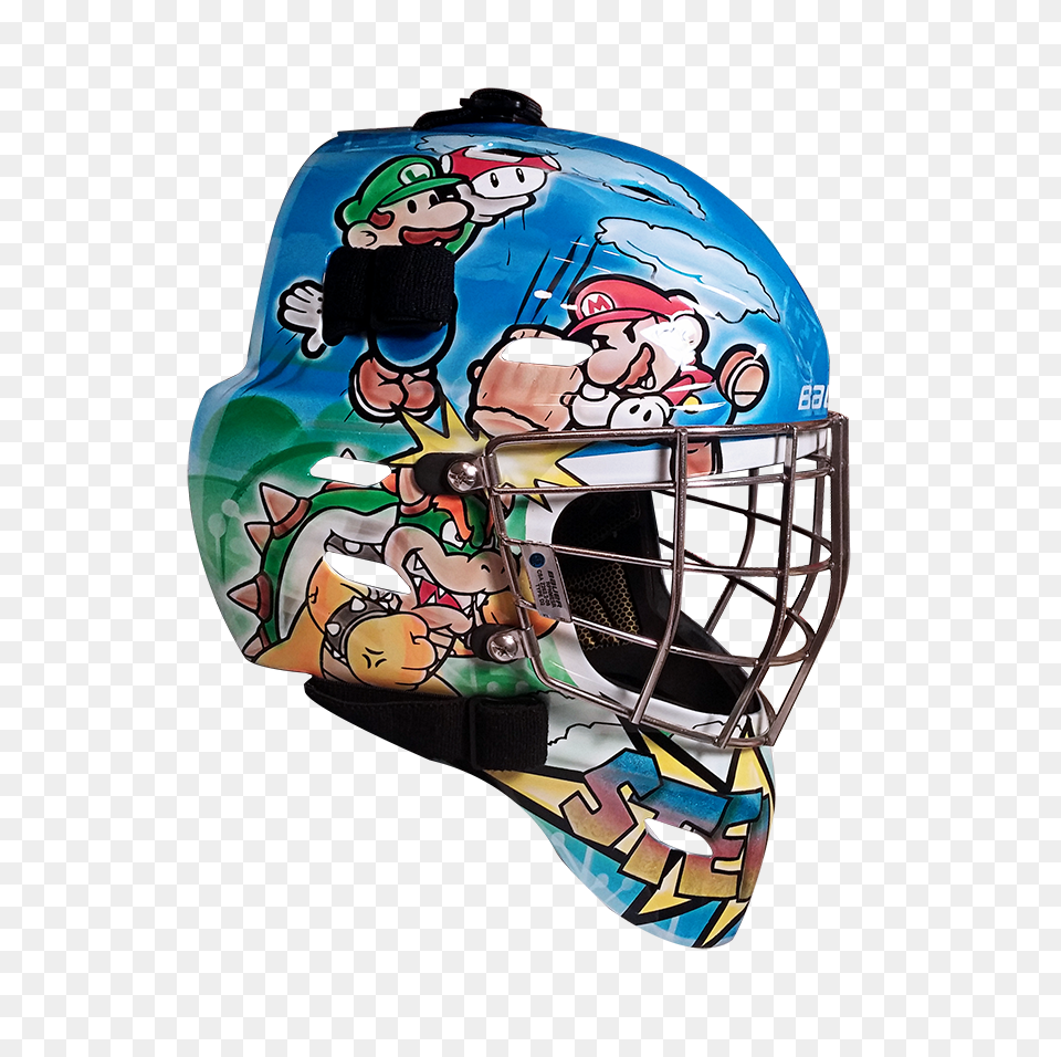 Mario Right Goalie Masks, Crash Helmet, Helmet, American Football, Playing American Football Png