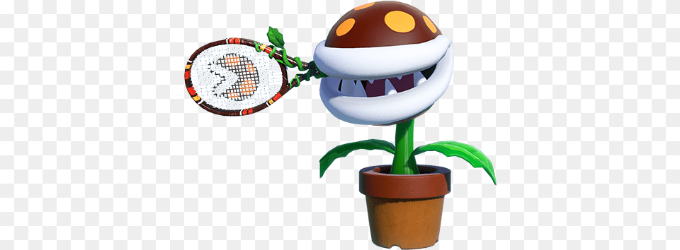 Mario Tennis Ac Mario Tennis Aces Fire Piranha Plant, Potted Plant, Racket, Jar, Pottery Free Png Download
