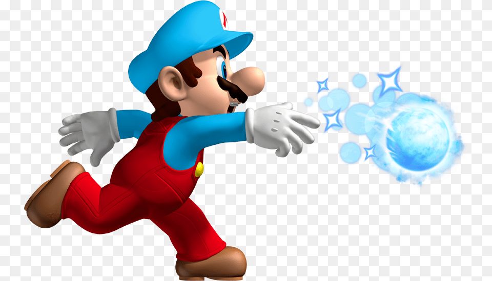 Mario With Ice Flower Power Up Ice Mario New Super Mario Bros Wii, Baby, Person, Game, Super Mario Free Png