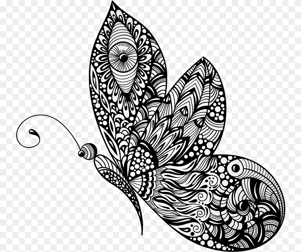 Mariposa Butterfly Black Butter Fly Tatto, Art, Doodle, Drawing, Floral Design Png