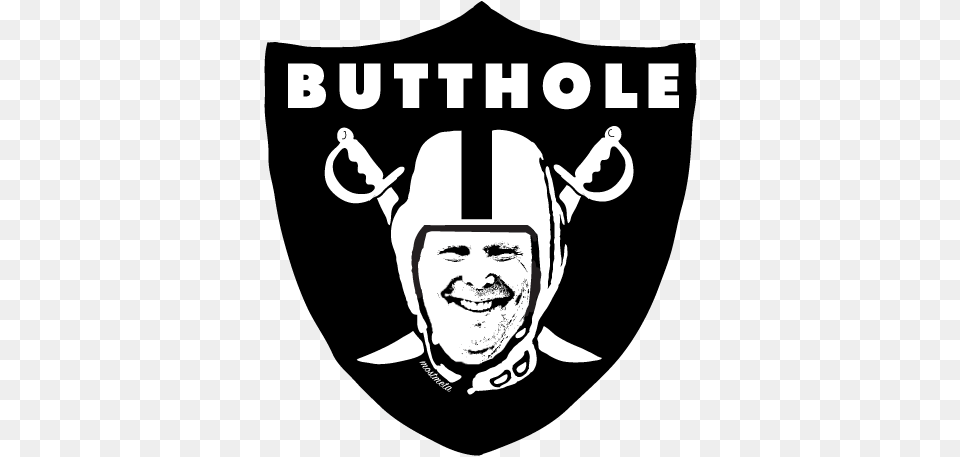 Mark Davis In The Raiders Logo With The Title Butthole Oakland Raiders New Logo, Stencil, Person, Man, Male Free Png Download