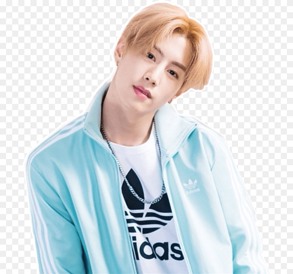 Mark Got7 Sticker, Person, Blonde, Clothing, Coat Free Png Download