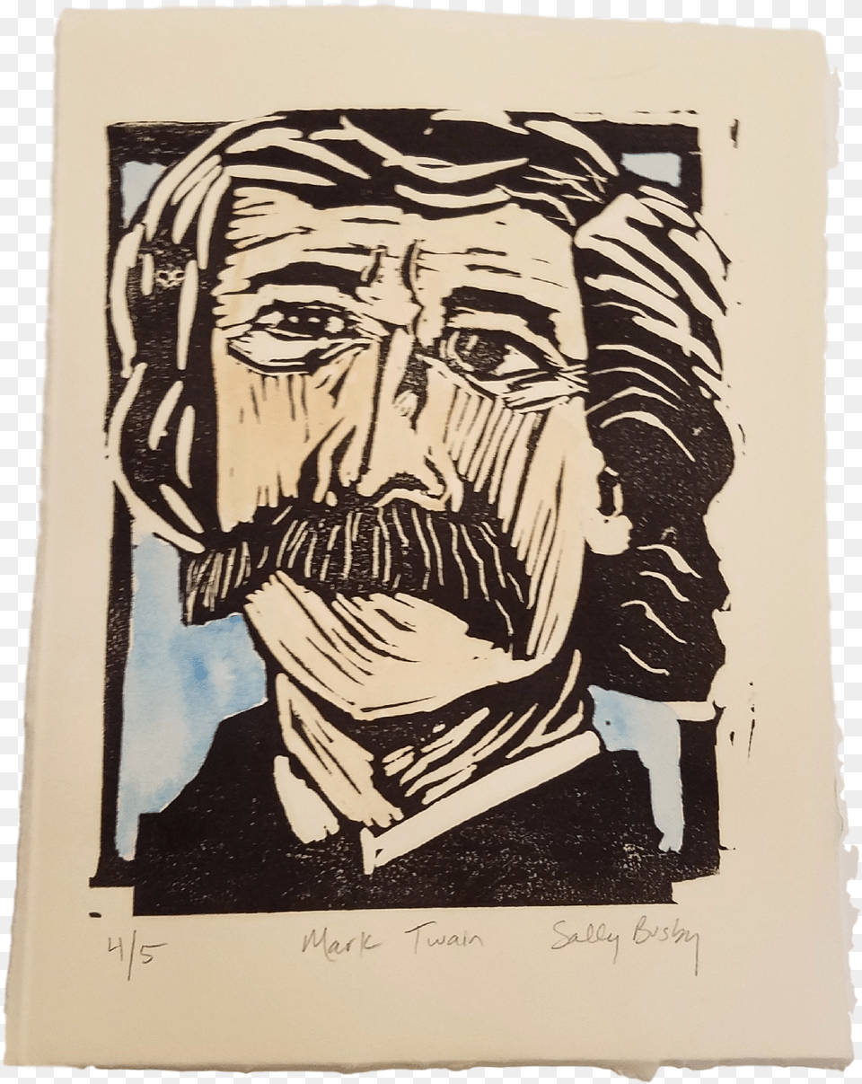 Mark Twain Art Print Linocut, Painting, Person, Face, Head Free Transparent Png