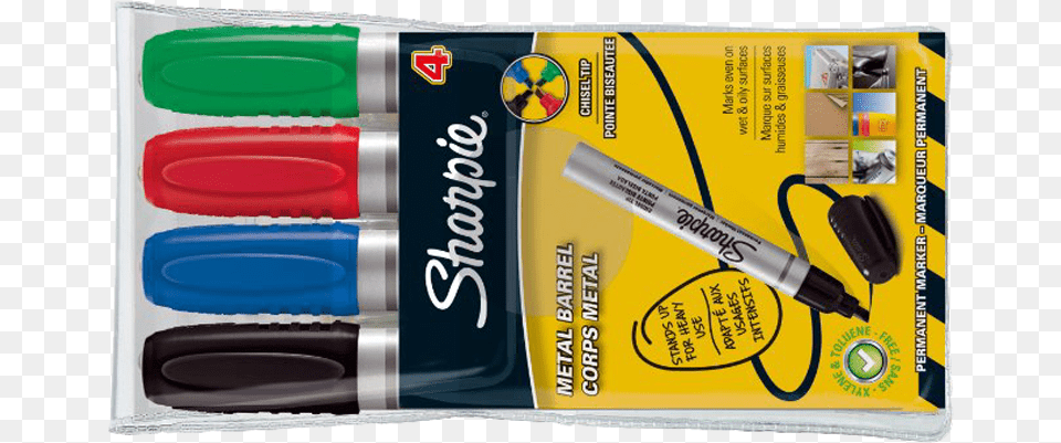 Marker Sharpie Metal Small Chisel 4 Colors Standard Calligraphy Png Image