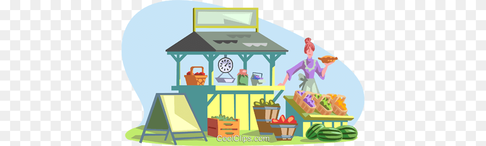 Market Scene Royalty Vector Clip Art Illustration Market Clipart, Person, Outdoors, Face, Head Free Png Download