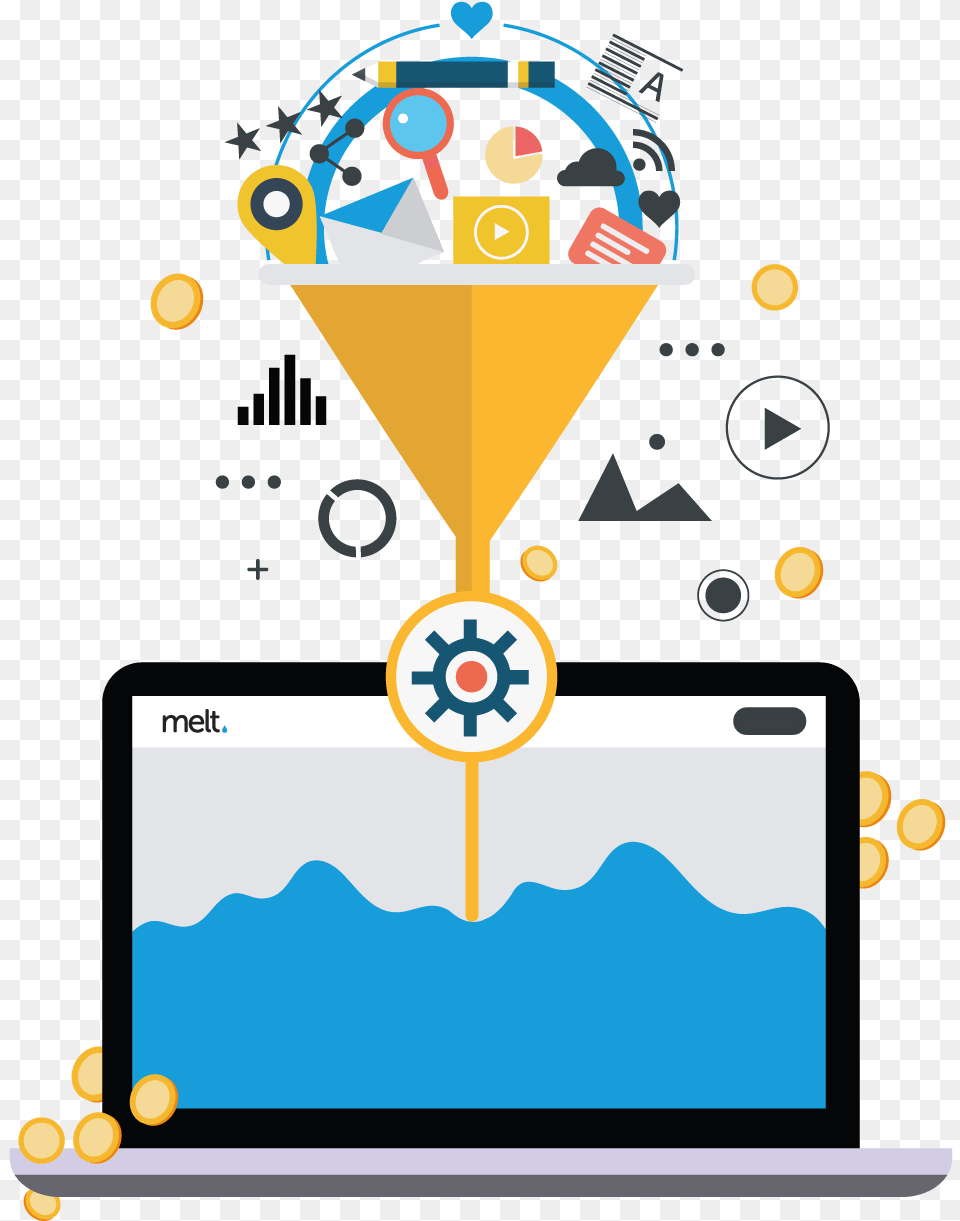 Marketing And Sales Funnels Sales And Marketing Clipart, Computer, Electronics, Laptop, Pc Png