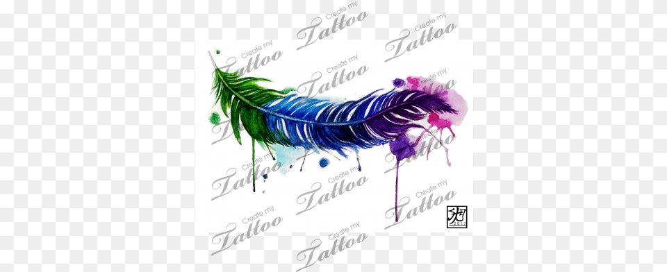 Marketplace Tattoo Water Color Feather Tattoo Watercolor Feather Tattoo Drawings, Art, Graphics, Floral Design, Pattern Png Image