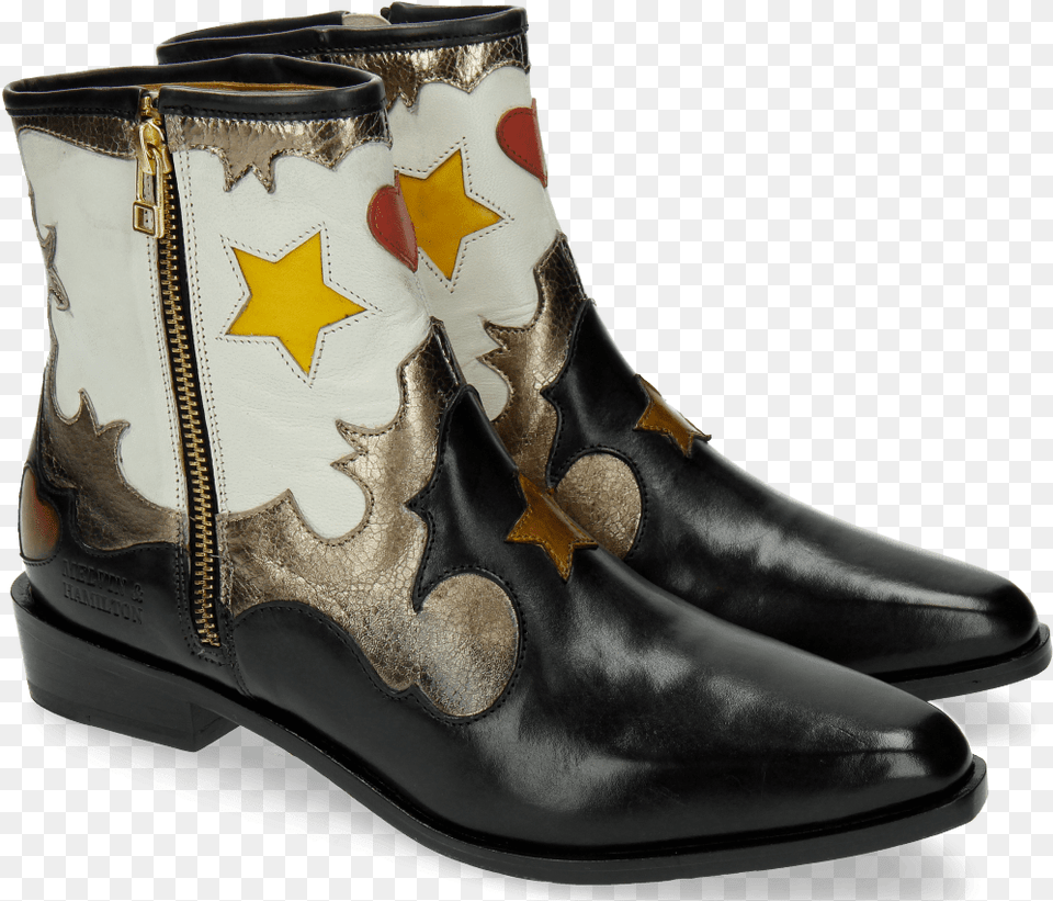 Marlin 12 Black Gold White Patch Redheart Yellow Stars Melvin Hamilton Marlin 12, Clothing, Footwear, Shoe, Boot Free Png Download