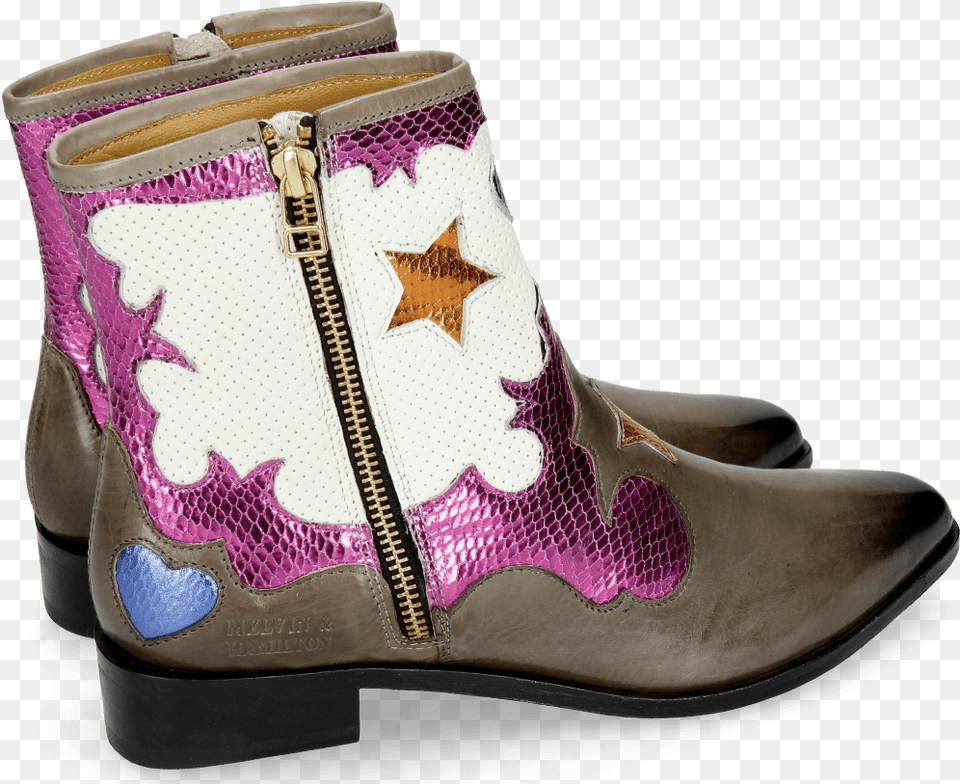 Marlin 12 Grigio Glitter Fuxia Venice Perfo White Heart Rain Boot, Clothing, Footwear, Shoe, Cowboy Boot Free Transparent Png