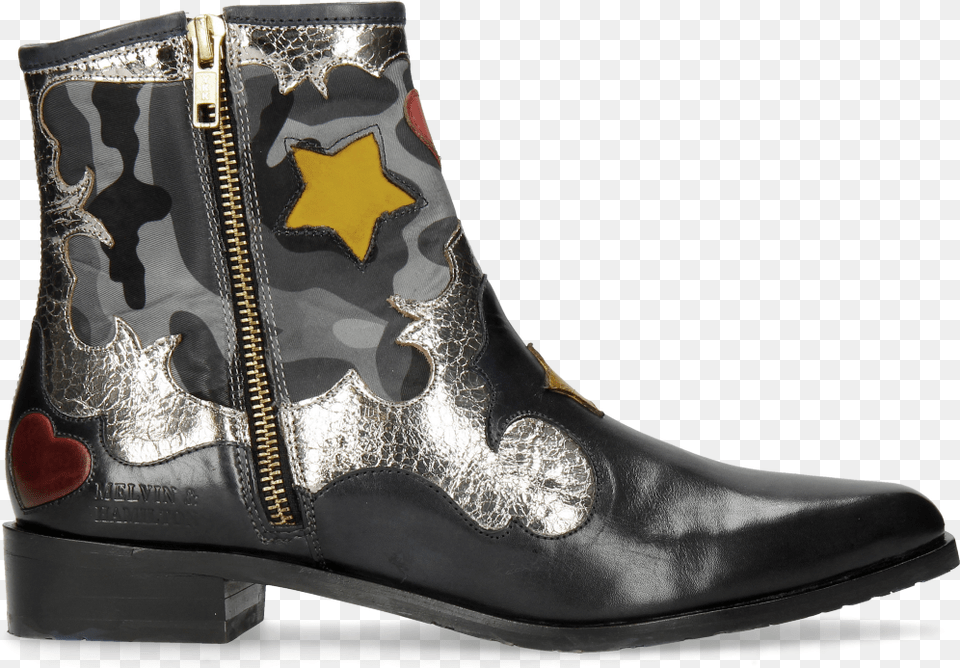 Marlin 12 Navy Cromia Gunmetal Camo Satin Blue Stars Yellow Motorcycle Boot, Clothing, Footwear, Shoe, Cowboy Boot Png