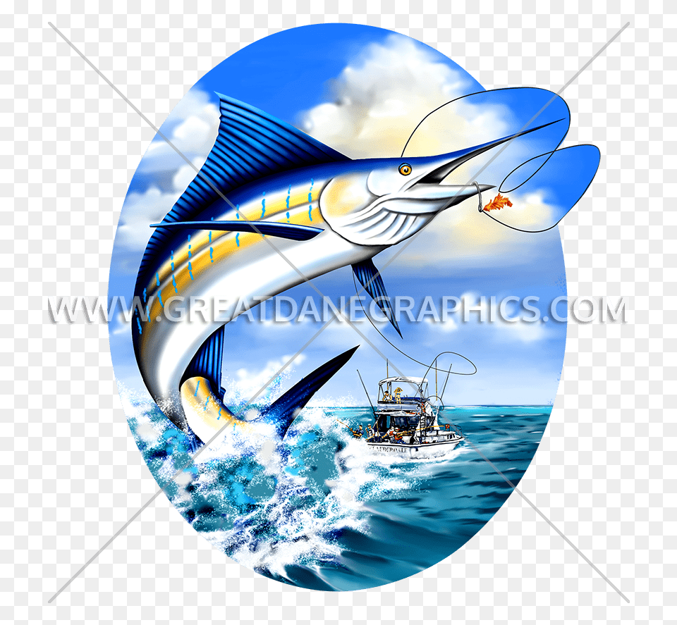 Marlin Fishing Production Ready Artwork For T Shirt Printing, Animal, Boat, Sea Life, Transportation Free Transparent Png