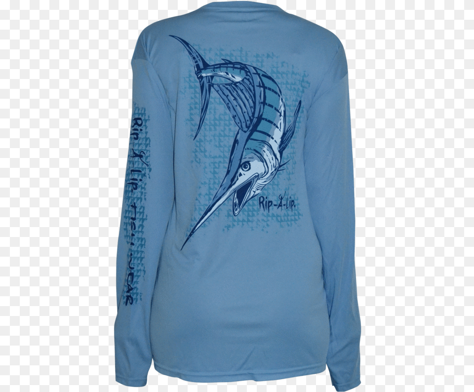 Marlin Poly Hd Long Sleeve Performance Dri Wear Fishing Marlin Fishing Shirt, Long Sleeve, Clothing, Male, Man Free Png Download