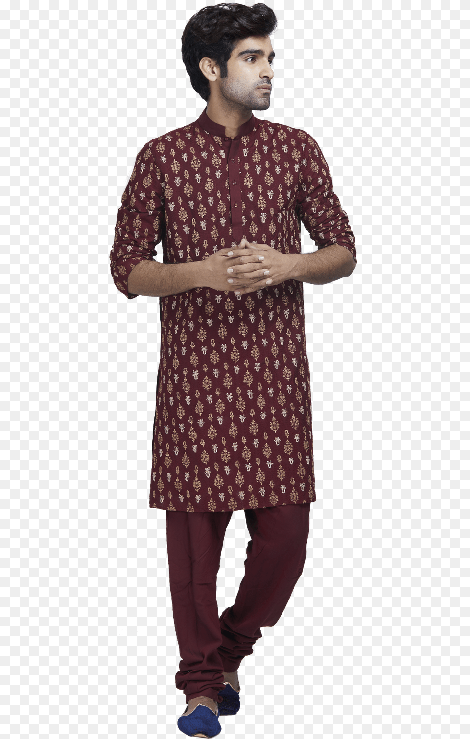Maroon And Gold Kurta Set By Stylease Exclusive Polka Dot, Adult, Person, Man, Male Free Transparent Png