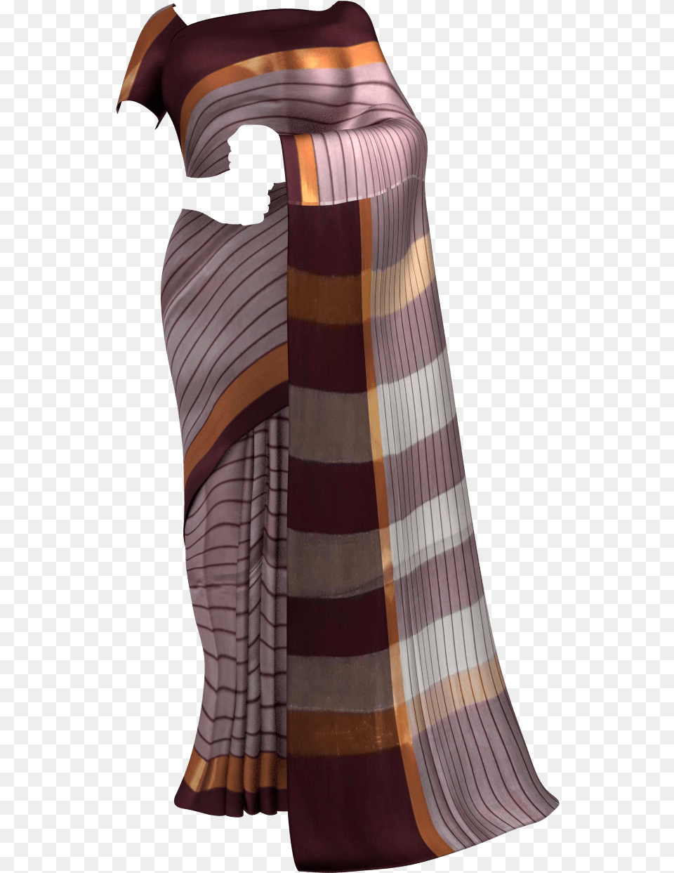 Maroon Cotton Saree With Thin Stripes Pattern Cotton Gown, Adult, Female, Person, Woman Free Png
