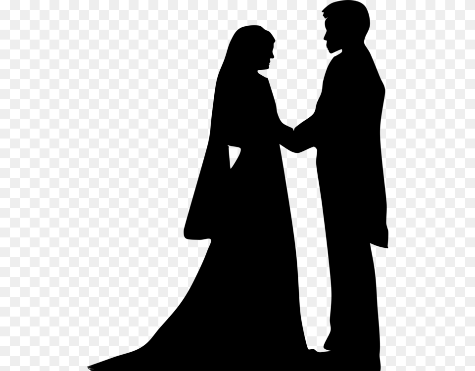 Marriage Silhouette Drawing Wedding Bridegroom, Gray Free Png Download