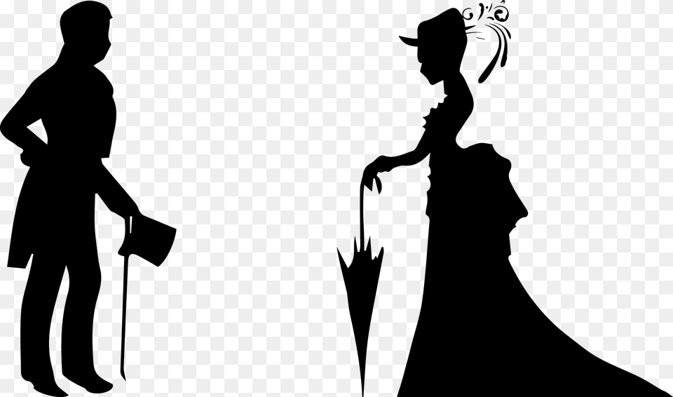 Married Couple Silhouette Clipart Silhouette Victorian Person, Gray Free Png