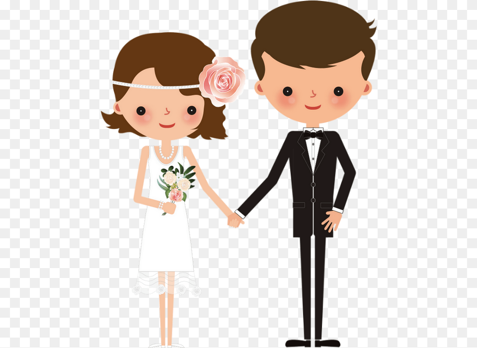 Married Couple Wedding Cartoon, Formal Wear, Plant, Flower, Rose Png