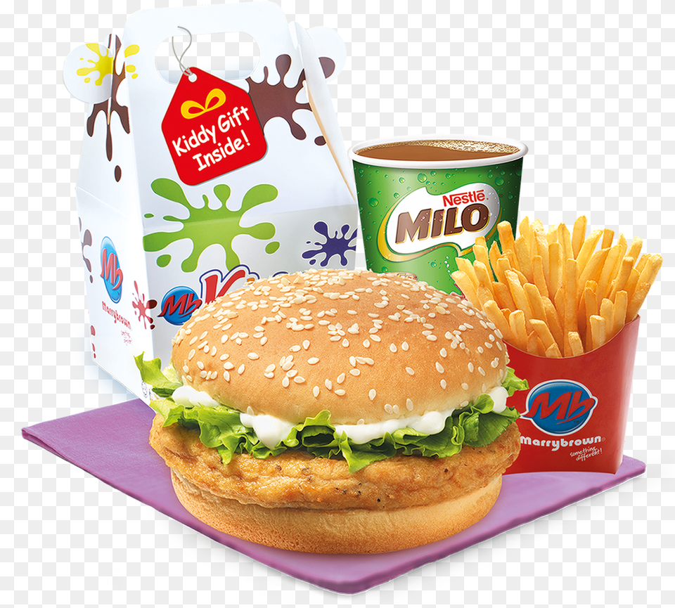 Marrybrown Kiddy Meal Price, Burger, Food, Lunch Free Transparent Png