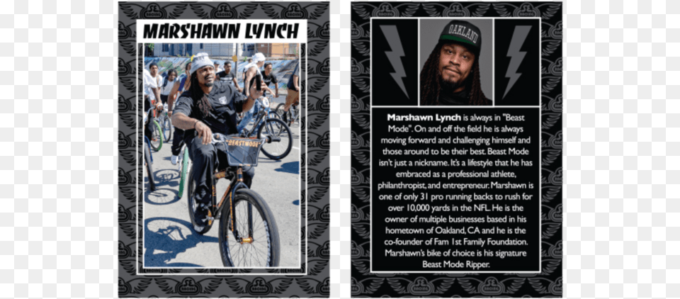 Marshawn Lynch Se Bikes Card, Adult, Transportation, Person, Man Png Image
