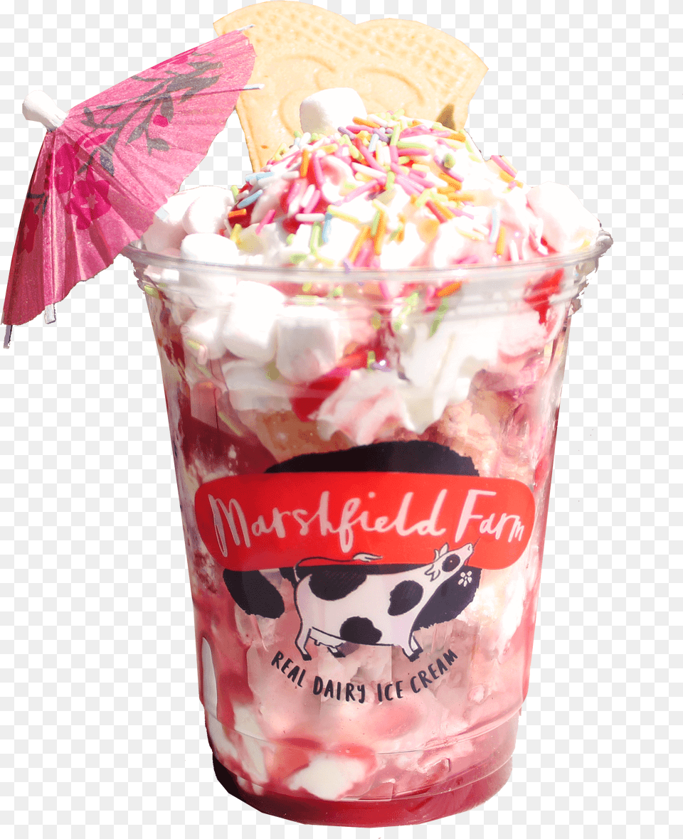 Marshfield Sundae Strawberries In Clotted Cream Cutout, Dessert, Food, Ice Cream Png Image