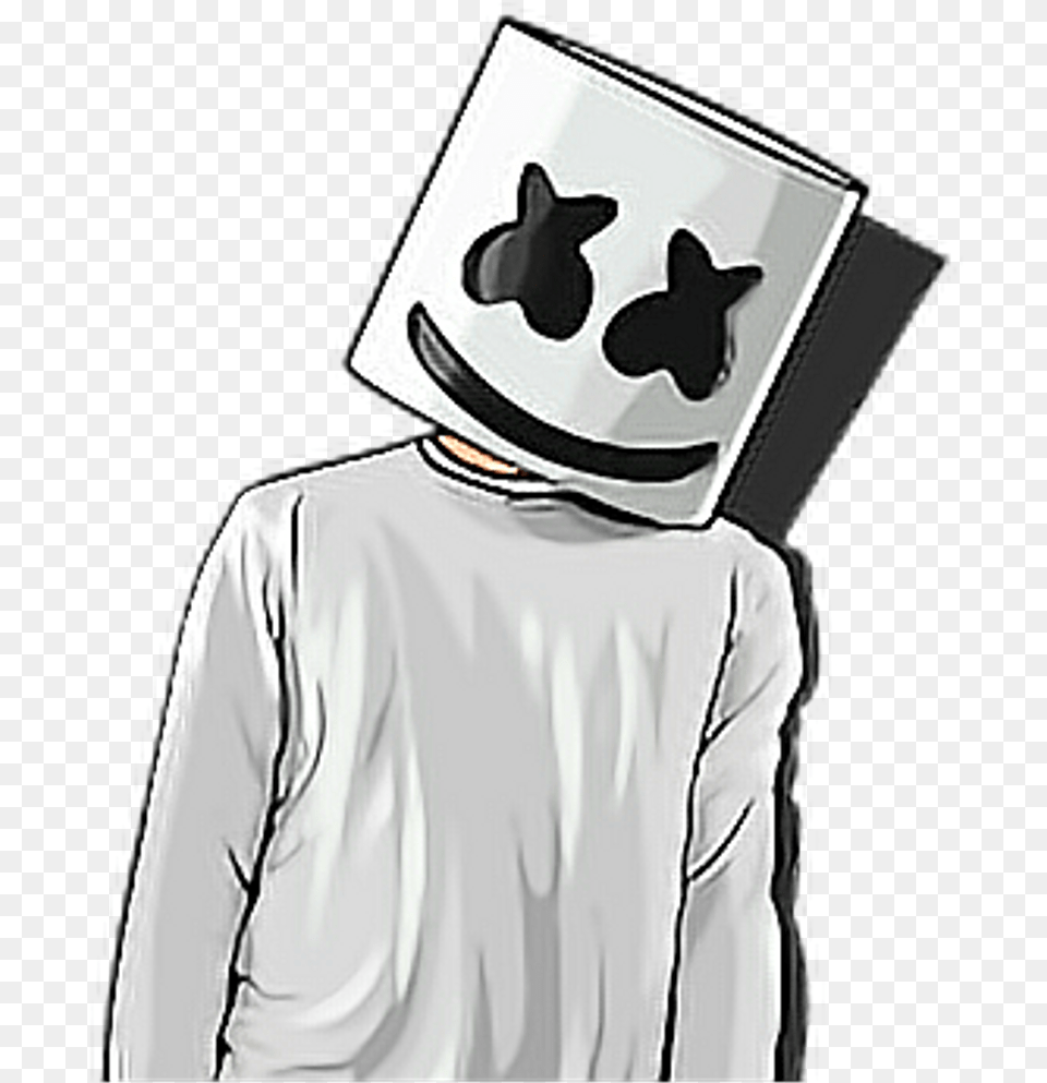 Marshmello Drawing Clipart Alone Marshmello, Sleeve, Clothing, Long Sleeve, Hat Free Png Download