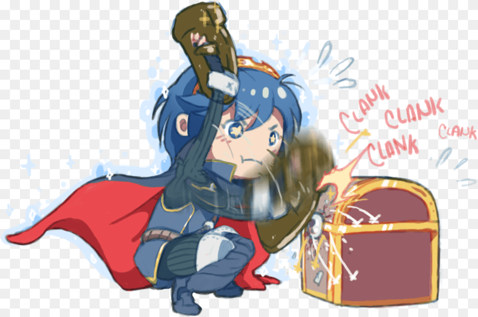 Marth Using The Shield Of Seals To Open A Chest Fire Shield Of Seals, Book, Comics, Publication, Baby Png