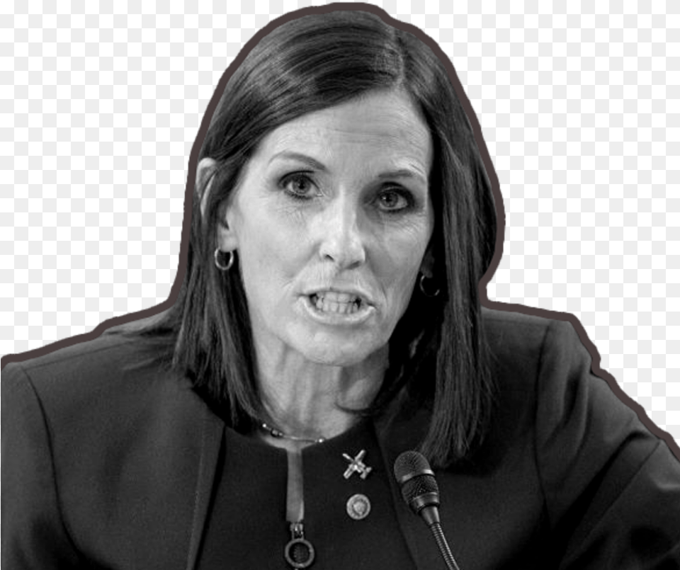 Martha Mcsally In Black And White With A Red Outline, Adult, Portrait, Photography, Person Free Transparent Png