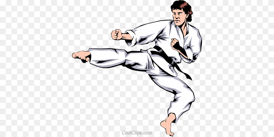 Martial Artist Kicking Royalty Vector Clip Art Illustration, Sport, Person, Martial Arts, Karate Free Png