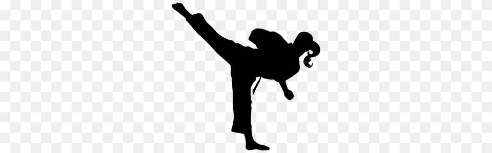 Martial Arts Karate Girl With Pony Tail Back Kick Sticker, Martial Arts, Person, Sport, Judo Png Image