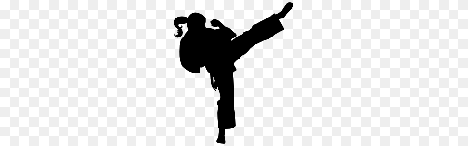 Martial Arts Karate Girl With Pony Tail Kicking Sticker, Martial Arts, Person, Sport, Adult Png Image