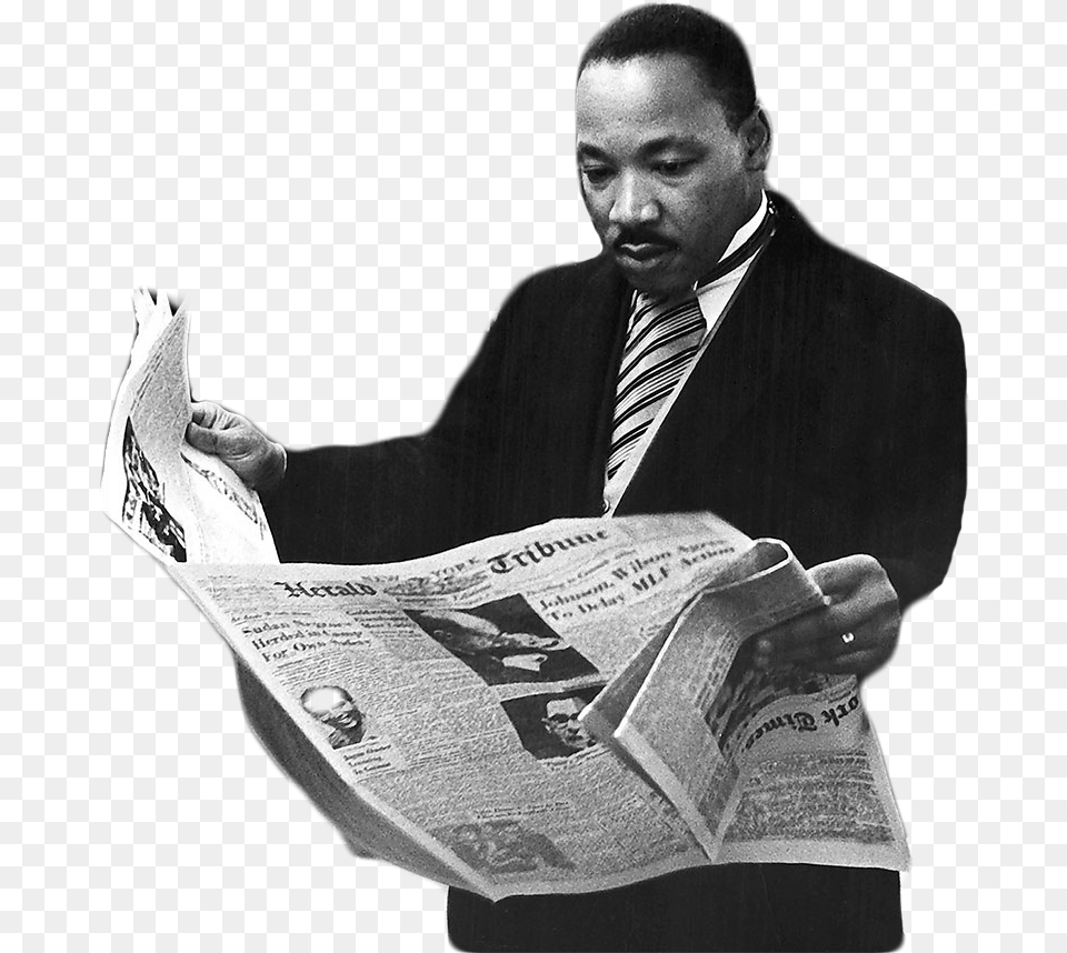 Martin Luther King Community Foundation Inc Martin Luther King Reading Newspaper, Person, Man, Male, Adult Png Image