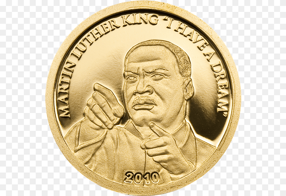 Martin Luther King U2013 Gold 1392mm Cit Coin Invest Ag Coin With Martin Luther King, Baby, Person, Face, Head Free Transparent Png